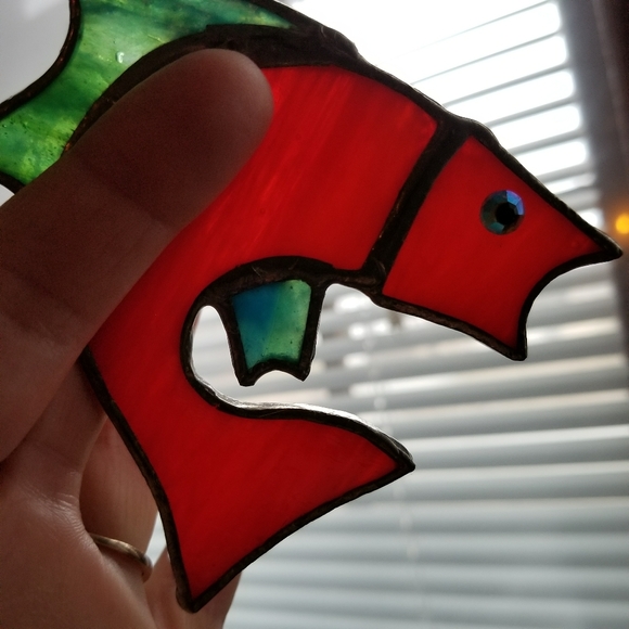 Relisted -big! Stained glass red fish brooch pin handmade - Picture 6 of 8